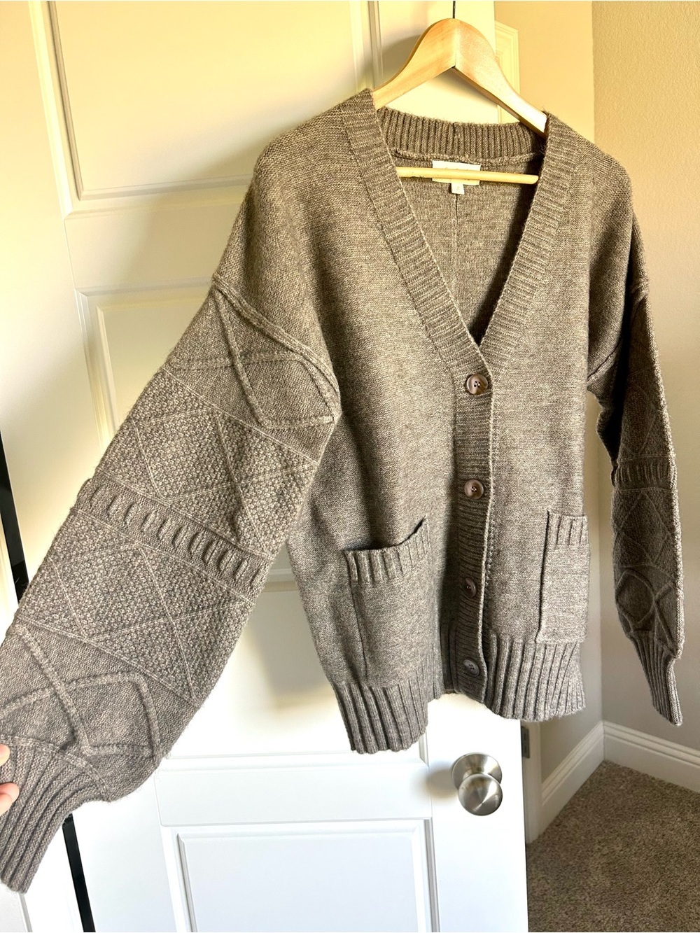 Listicle Grandpa Sweater Button Front Cardigan Gray Oversize S